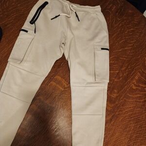 ASRU Jogger Pants Mens Extra Small Beige Drawstring Elastic Waist Track Pants